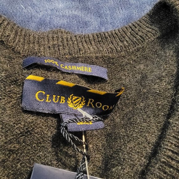 NWT Men's Club Room V-neck Cashmere sweater, Charcoal Grey, S - Picture 6 of 7